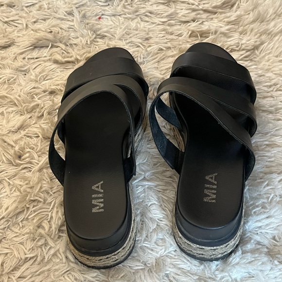 MIA Women’s Black Strappy Platform Sandals with Jute Detailing Size 8.5 - Picture 7 of 10